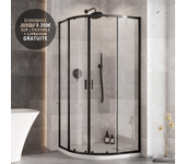 Cabina de ducha 90x90cm negro semicircular zarya black - con plato blanco extraplano axim y sifón free