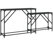Mesas consolas apilables 2 unidades madera de ingeniería negro