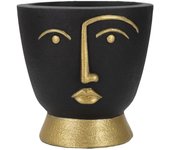 Jarrón decorativo cara 24, poliresina, negro, epikasa