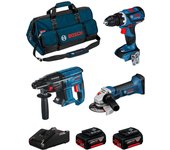 Bosch kit 18v bk307bag (gsr 18v-60 c + gws 18-125 v-li + gbh 18v-21 + 2 x 5,0 ah + gal18v-40 + bolsa)
