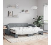 Vidaxl sofá cama nido con colchón tela gris claro 90x200 cm