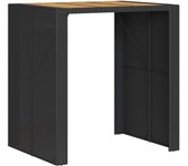 Mesa alta jardín superficie madera ratán pe negro 105x80x110 cm