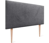Dhome cabecero de tela aqualine liso y con patas cabeceros cabezal tapizado cama lujo (tela gris ceniza, 105cm (camas 80/90/105))