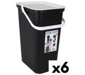Cubo de basura para reciclaje tontarelli moda 24 l blanco negro (6 unidades)