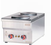 Cleiton® cocina industrial eléctrica 2 fuegos de 30x50 cm sobremesa vertical acero inox con regulador de temperatura y termopar | hornillo eléctrico