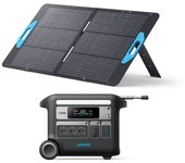 Kit de estación de energía profesional anker solix f2000 con panel solar de 100 w, 2048 wh, power station 3*ac 2400 w