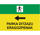 Señales viales de pvc en euskera parka ditzazu eragozpenak izq (flecha izquierda) 500 x 700 mm sekureco