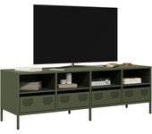 Vidaxl mueble tv acero laminado en frío verde oliva 135x39x43,5 cm