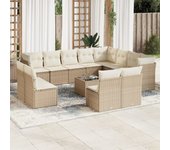 Conjunto de muebles de jardín de ratán beige de 13 piezas con cojines vidaxl