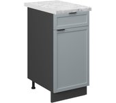 Vicco mueble bajo de cocina fame-line, azul claro-gris, 40 cm , et mármol