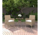 Juego de comedor para jardín de 3 piezas，conjunto de comedor de exterior，conjunto de jardín ratán sintético beige cfw661104