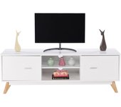 Costway mueble tv salon, soporte de tv hasta 60, mesa de consola de tv moderna con 2 puertas, centro de entretenimiento con orificios para gestión de