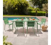 Mesa de jardín y 6 sillas de metal verde cactus, palavas - oviala