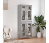 Aparador alto | aparador de comedor | armario de cocina madera contrachapada gris sonoma 69,5x34x180 cm cfw22021