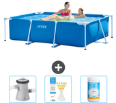Paquete de piscina - intex - rectángulo - 220x150x60 cm + accesorios cb73
