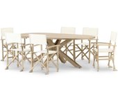 Conjunto de jardín mesa oval 220x115 y 6 sillas director - siena & java light