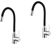 Grifo de cocina flexible boquillo alto orientable libremente mezclador fregadero latón memoria de forma grifo fregadero un solo agujero ,negro,2pcs