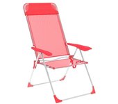 Marbueno silla plegable 5 posiciones aluminio con cojin coral playa y piscina 69x58x110 cm