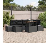 Conjunto de sofá de jardín vidaxl set de 7 negro