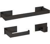 Valaz accesorios de baño adhesivos pegados sin taladro negro mate cuadrados toallero 40cm+ percha+ portarollos - 2perchas
