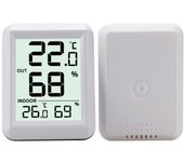 Higrómetro inalámbrico para interiores y exteriores, monitor digital de temperatura y humedad duradero, color blanco