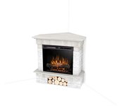 Porto - chimenea eléctrica esquinera independiente con calefacción por suelo radiante led - 23' - pino blanco - 91 x 89 x 76.5