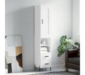 Aparador alto | aparador de comedor | armario de cocina madera contrachapada blanco 34,5x34x180 cm cfw70218
