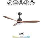 Ventilador de techo con luz silencioso dc con mando tonda negro 132 cm invierno-verano color luz regulable