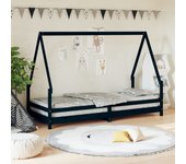 Estructura de cama para niños madera de pino negro 90x200 cm