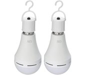 Dos bombillas led recargables e27 (con pilas), luz blanca neutra de 12 w, aptas para bombillas incandescentes para camping, tiendas de campaña.