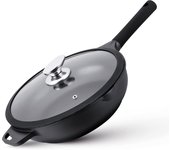 Sartén profunda de aluminio ø 24 cm, tapa de cristal