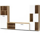 Mueble modular joy 240x35x137 en roble gold/blanco