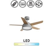 Ventilador de techo con luz silencioso dc con mando lebeche gris 132 cm invierno-verano color luz regulable