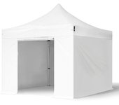 3x3 m carpa plegable, professional aluminio 40mm, laterales sin ventana, blanco