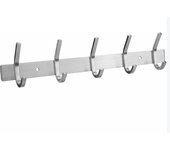 Perchero de pared de acero inoxidable con 5 ganchos para dormitorios, baños y cocinas.