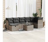 Conjunto de muebles de jardín vidaxl de 8 piezas con cojines grises de mimbre
