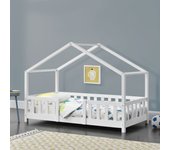 Cama para niños treviolo forma de casa pino 80x160 cm blanco mate [en.casa]