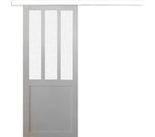 Puerta corredera taller vidrio esmerilado blanco h204 x l73 + riel de aluminio tira blanca