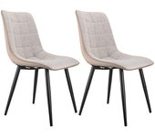 Juego de 2 sillas ergonómicas para comedor, asiento acolchado, estructura metálica, diseño moderno