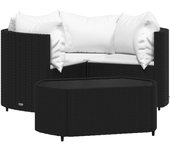 Juego de jardín con cojines 4 piezas | conjunto de comedor | conjunto de descanso ratán sintético negro cfw940182