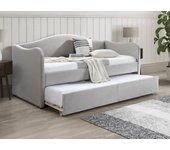 Cama nido nido 2 x 90 x 190 cm - terciopelo - gris claro + colchón - mathilde