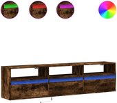 Mueble tv de pared | mueble de salón con led roble ahumado 180x31x45 cm cfw22042