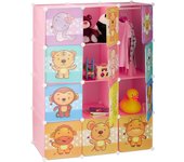 Relaxdays estantería infantil modular con animales, rosa, 145 x 110,5 x 46.5 cm