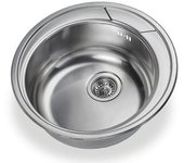 Fregadero de cocina de 1 seno redondo, acero inoxidable satinado.