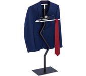 Relaxdays galán de noche zigzag, para chaqueta y pantalón, 105x45,5x24 cm, acero, colgador con balda, negro y plateado