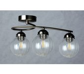 Plafón lámpara de techo de metal color cuero/dorado y 3 tulipas de cristal. bombilla e27. (sobremesa a conjunto). ref 72900/3ab