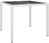 Mesa jardín vidrio templado ratán sintético 90x90x75 cm blanco