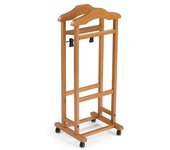 Arit -galán de noche mixer, compuesto por 2 perchas, pantalonero, estante de almacenaje y clips para falda - color madera de cerezo