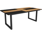 Mesa de comedor - 10 comensales - robusta y estable gracias a su estructura y patas macizas - roble y negro - estilo industrial