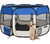Parque de perros | perrera plegable y bolsa transporte azul 110x110x58cm cfw639027